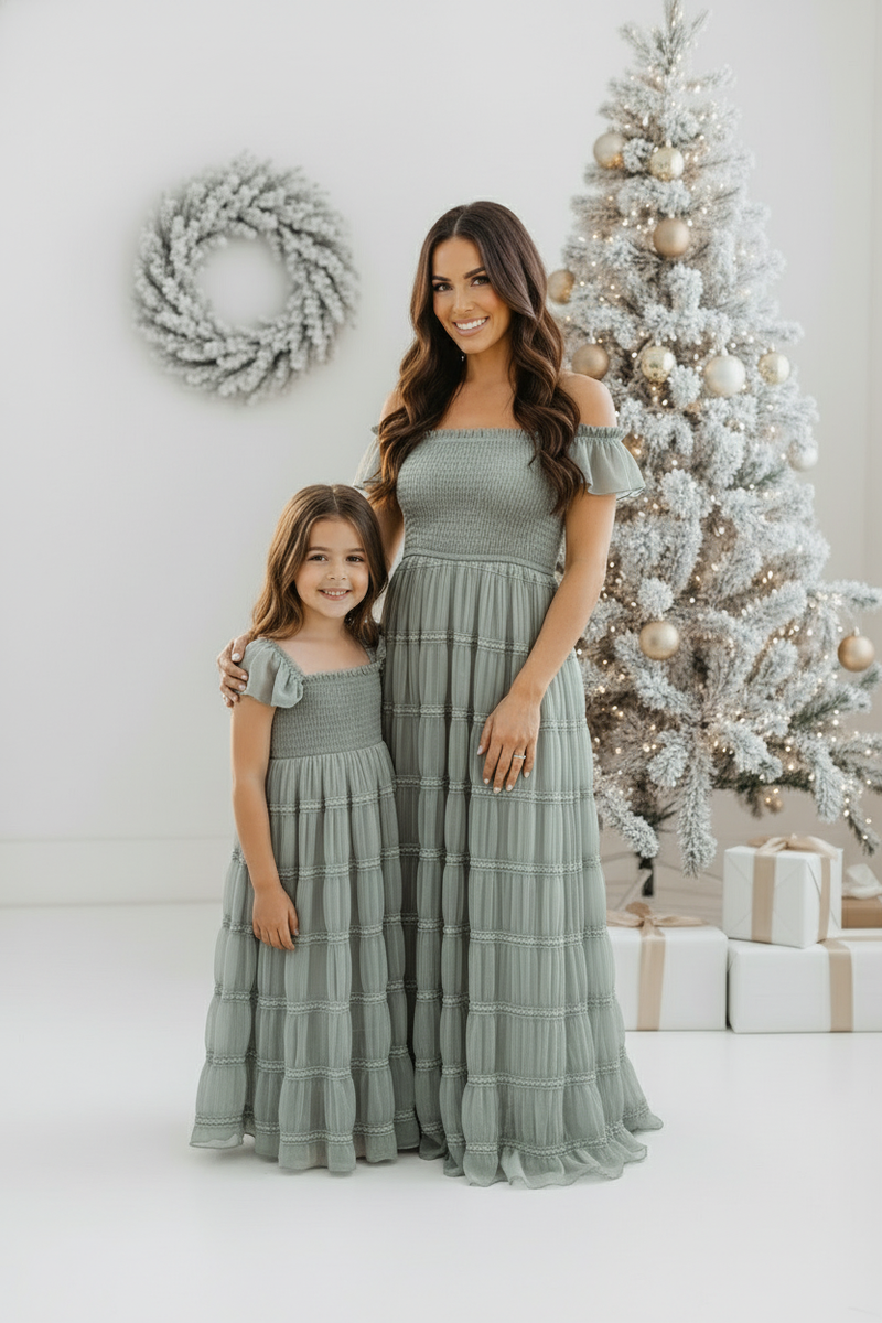 INDIE BLUE Dresses Marabella Dress (sage chiffon)