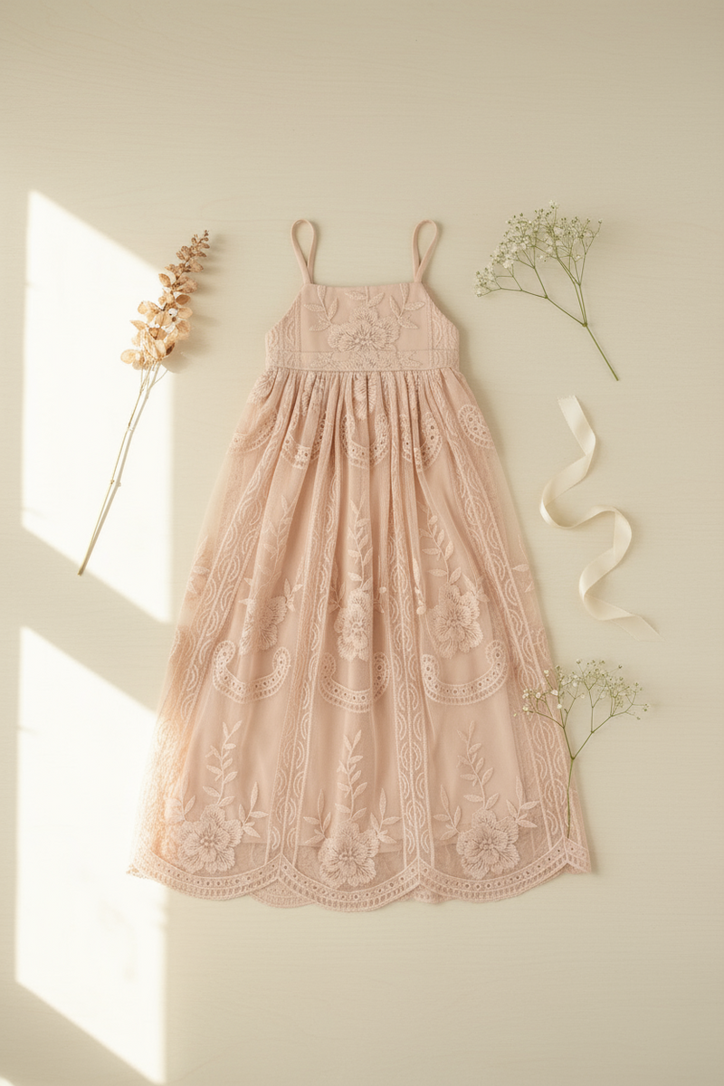 INDIE BLUE Dresses Madeline Lace Dress (natural pink)