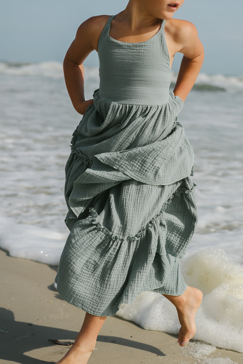 Wendy Dress (soft teal muslin) 5T Wendy Dress (soft teal muslin) 5T