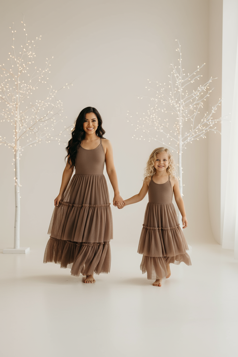 INDIE BLUE Dresses Wendy Dress (mocha tulle)