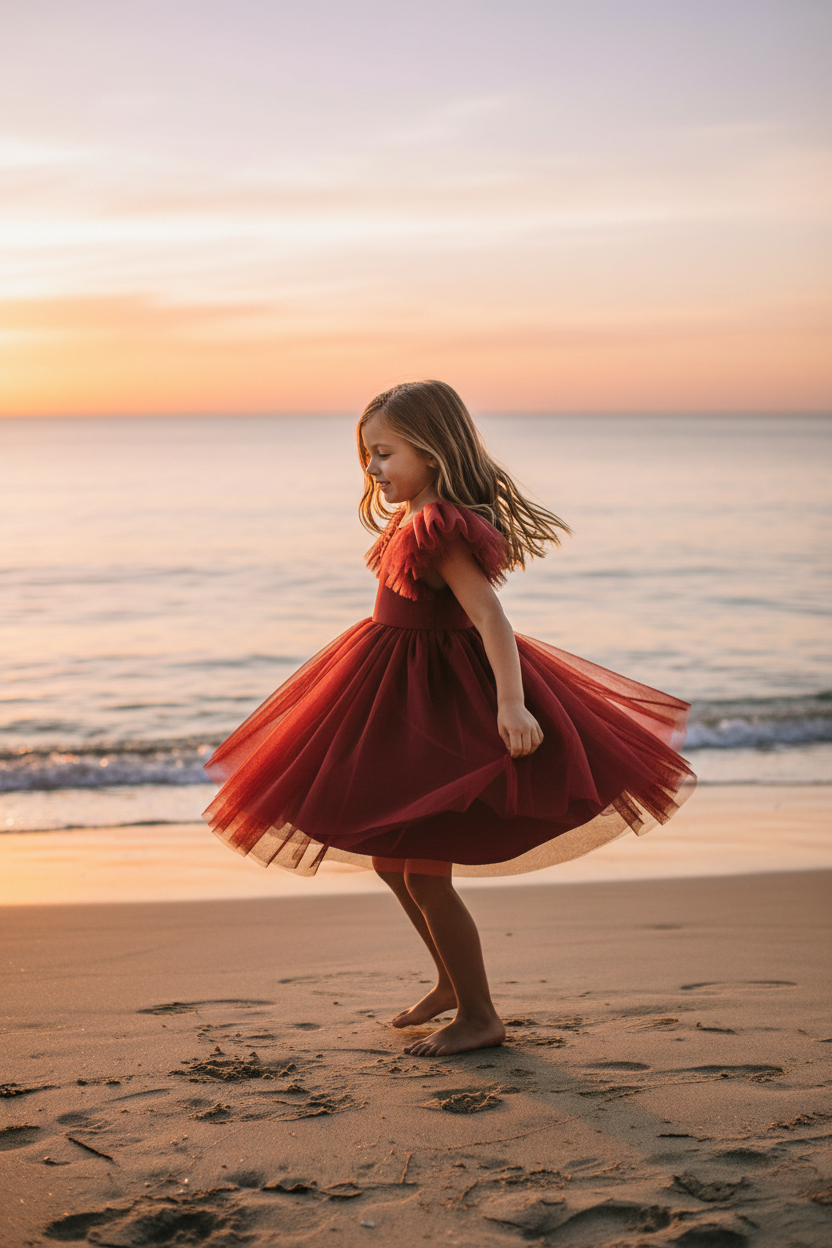 INDIE BLUE Dresses Fawn Dress (venetian red tulle)