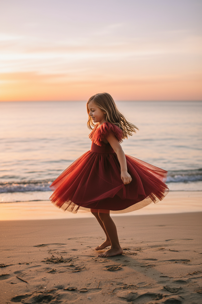 INDIE BLUE Dresses Fawn Dress (venetian red tulle)