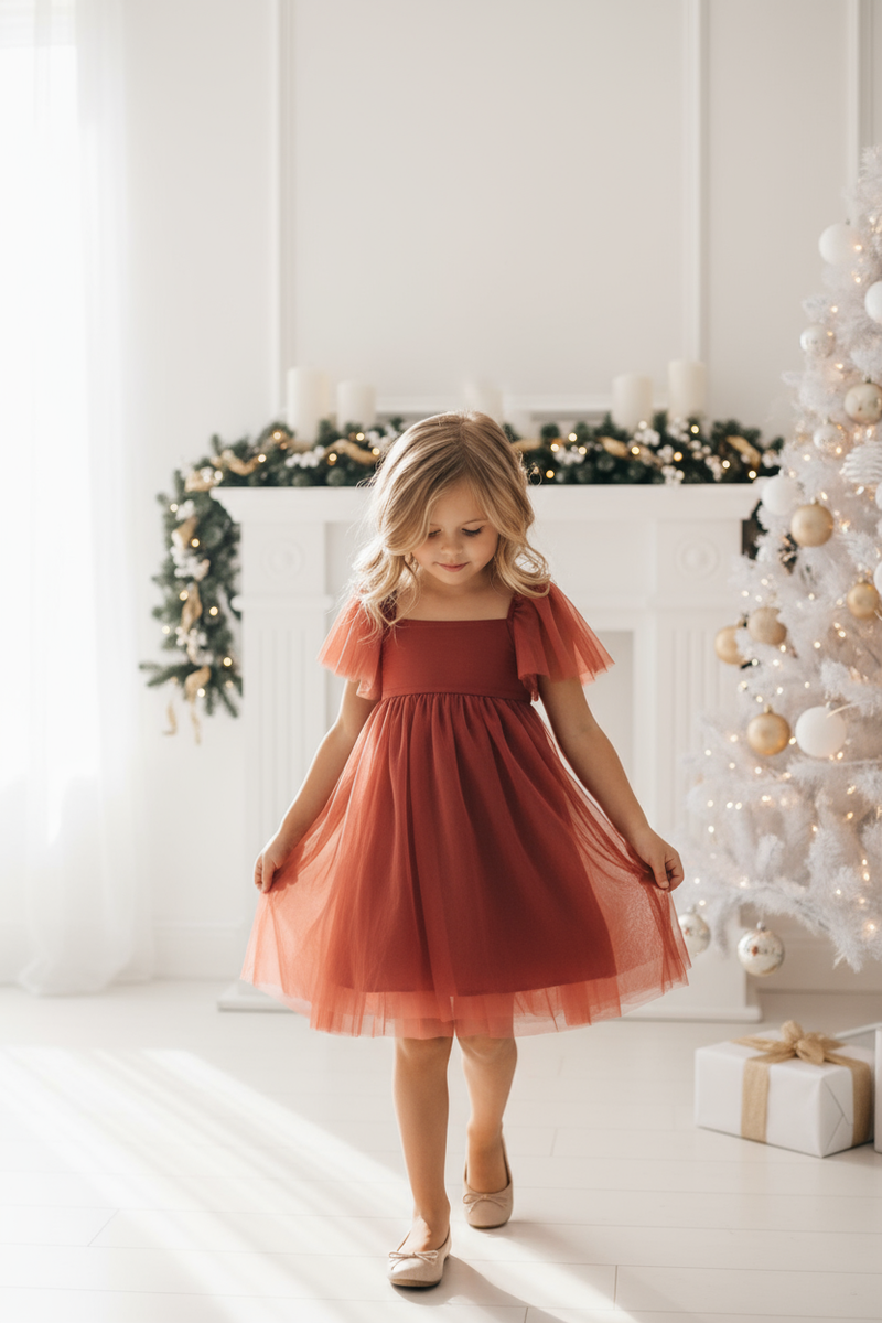 INDIE BLUE Dresses Fawn Dress (venetian red tulle)