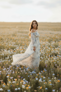 INDIE BLUE Women Women's Pippa Maxi (floral blue chiffon)