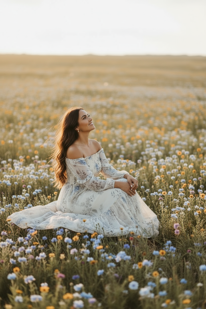 INDIE BLUE Women Women's Pippa Maxi (floral blue chiffon)