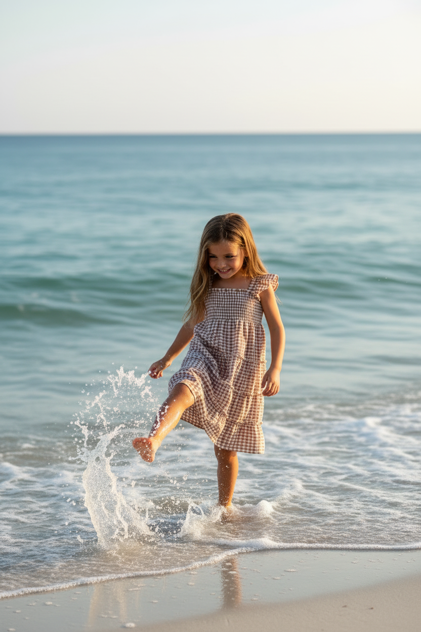 SS Girl's Dress Pia Dress (brown gingham)