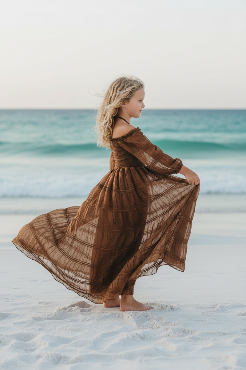 INDIE BLUE Dresses Pippa Maxi (mocha chiffon)