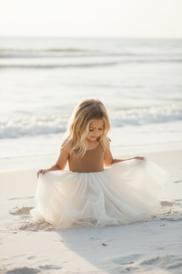 SS Girl's Dress Jodi Twirl (two-tone mocha tulle)
