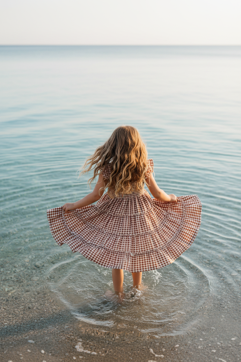 Pia Dress (brown gingham) 12-14Y Pia Dress (brown gingham) 12-14Y