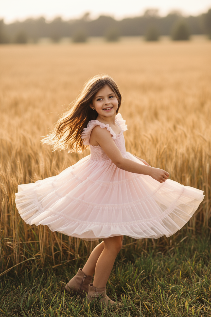 INDIE BLUE Dresses Pia Dress (pretty pink tulle)