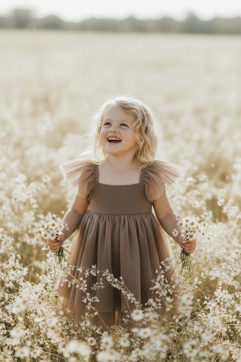 INDIE BLUE Dresses Fawn Dress (mocha tulle)