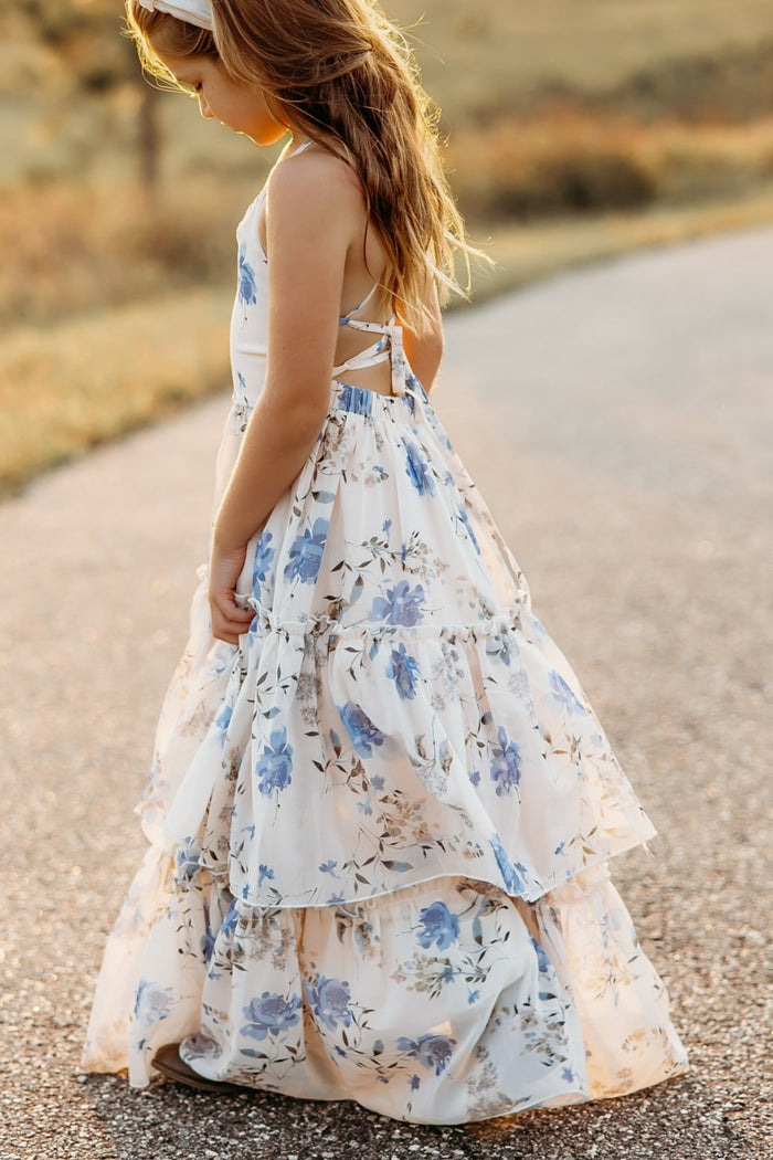 INDIE BLUE Dresses Wendy Dress (floral blue chiffon)
