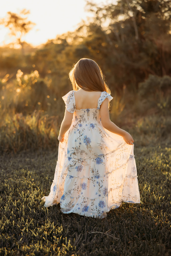 Marabella Dress (floral blue chiffon)