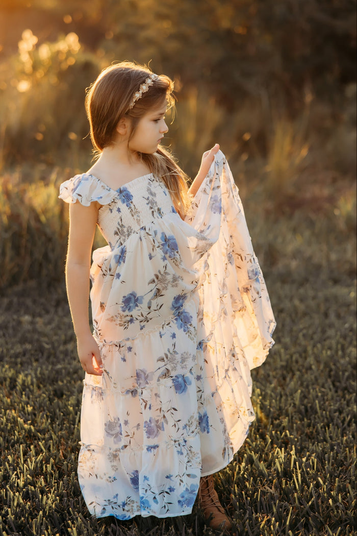 Marabella Dress (floral blue chiffon)