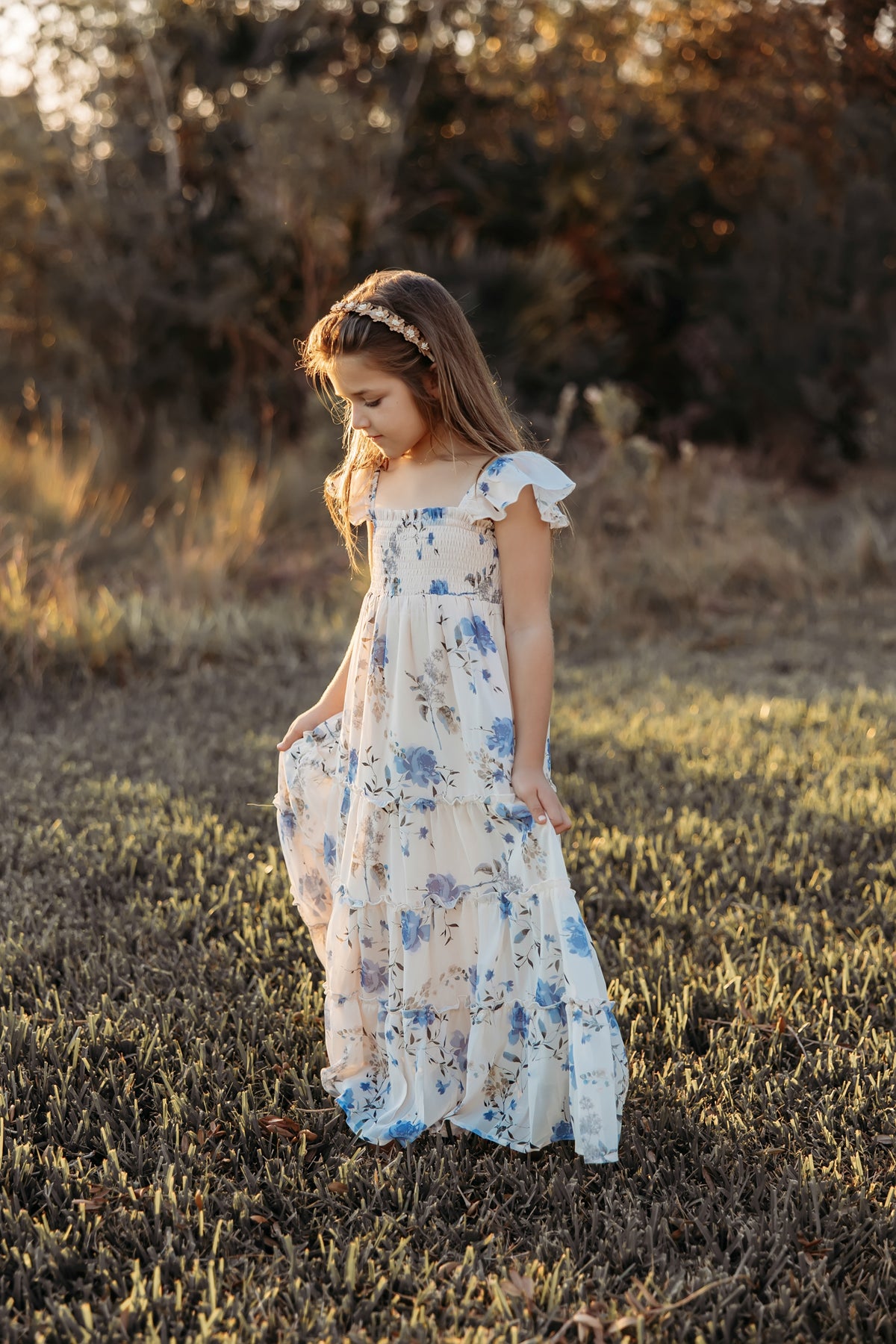 Marabella Dress (floral blue chiffon)