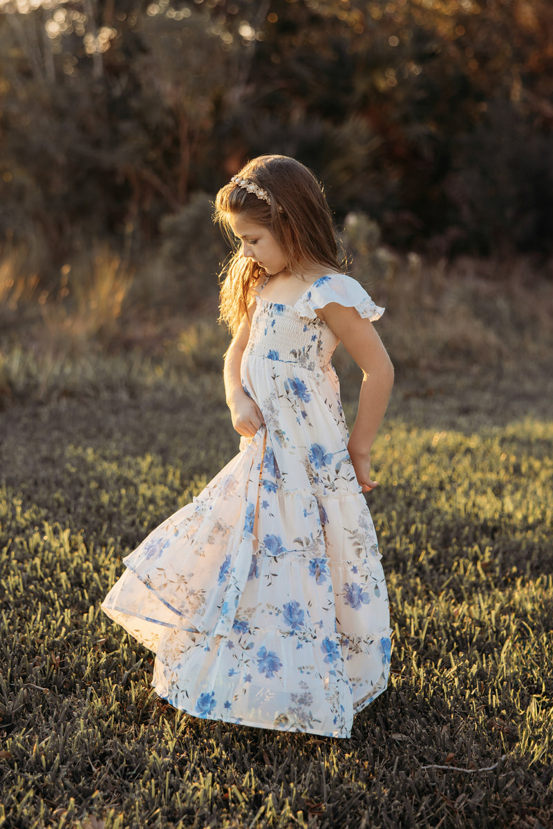 Marabella Dress (floral blue chiffon)