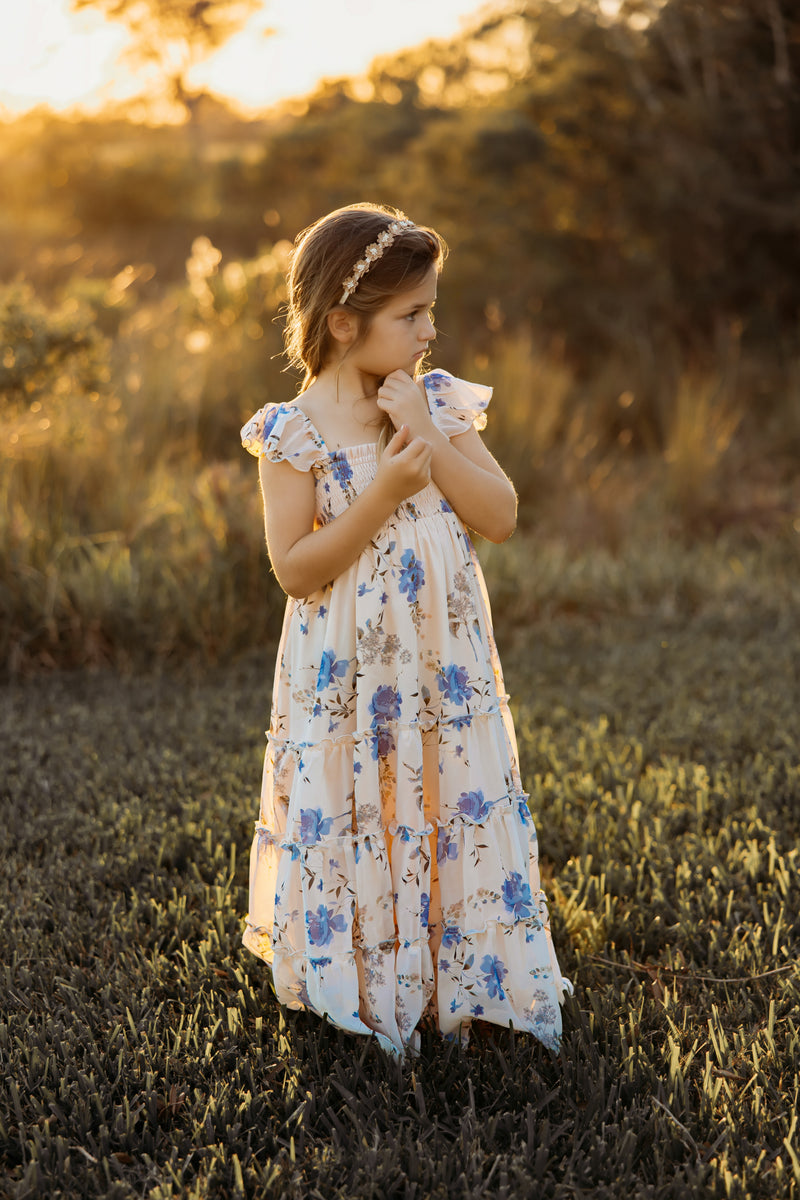 Marabella Dress (floral blue chiffon)