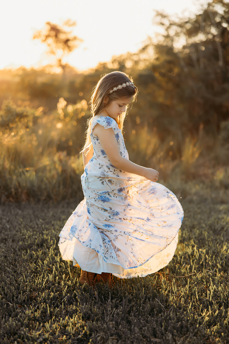 Marabella Dress (floral blue chiffon)