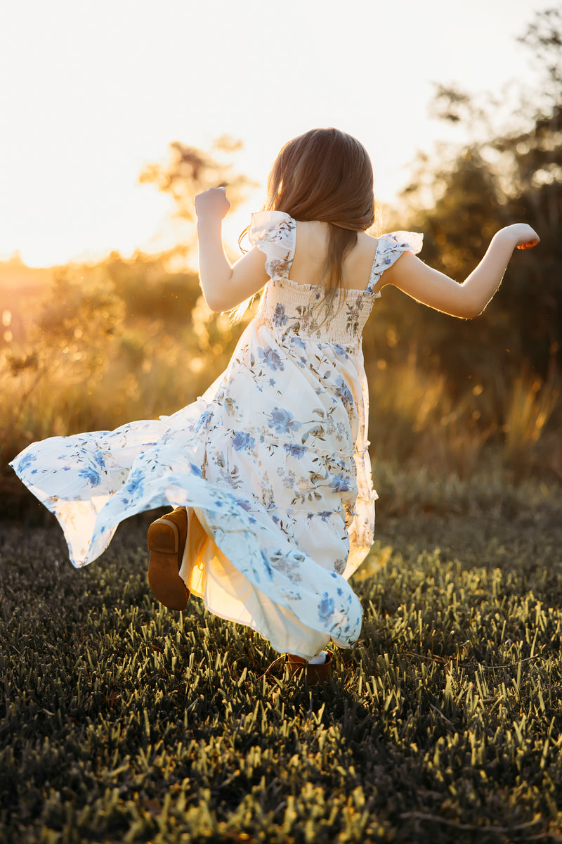 Marabella Dress (floral blue chiffon)