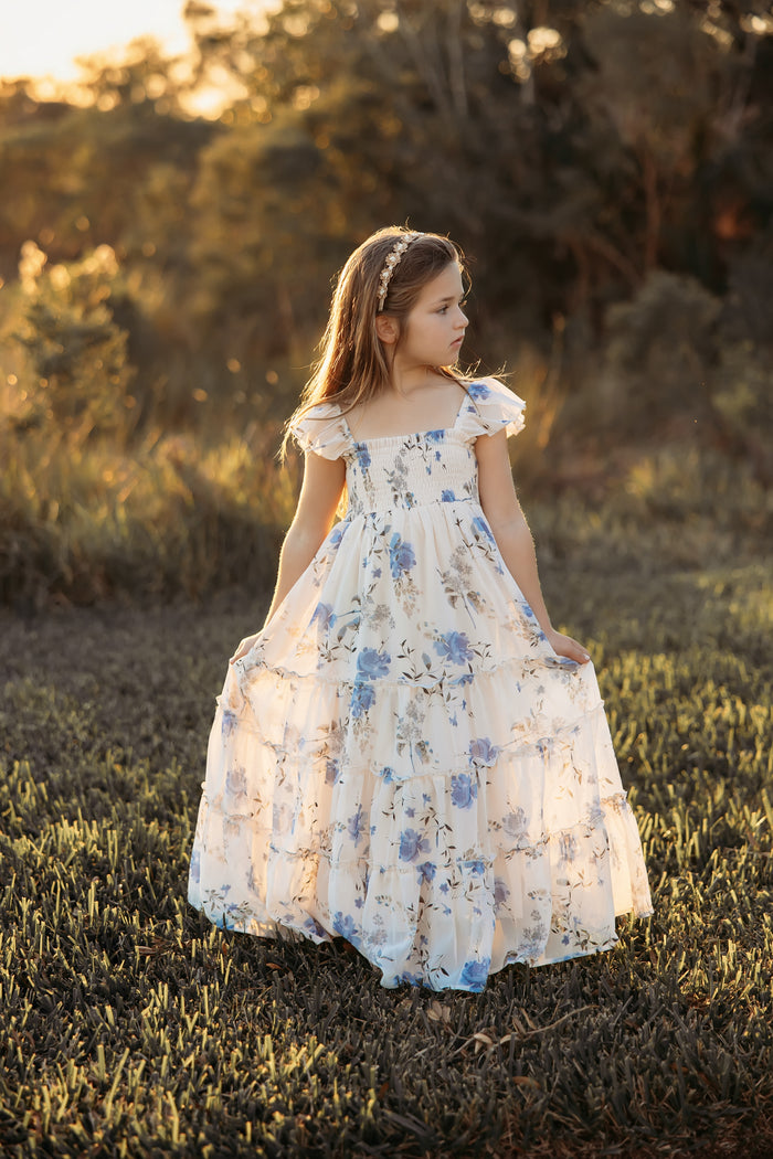 Marabella Dress (floral blue chiffon)