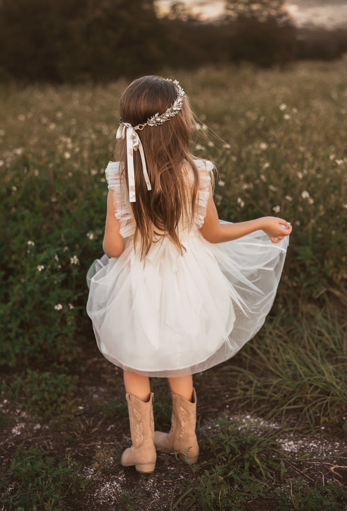 Kaitlyn Embroidered Dress (antique ivory tulle)