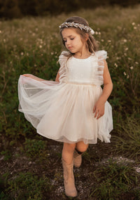 Kaitlyn Embroidered Dress (antique ivory tulle)