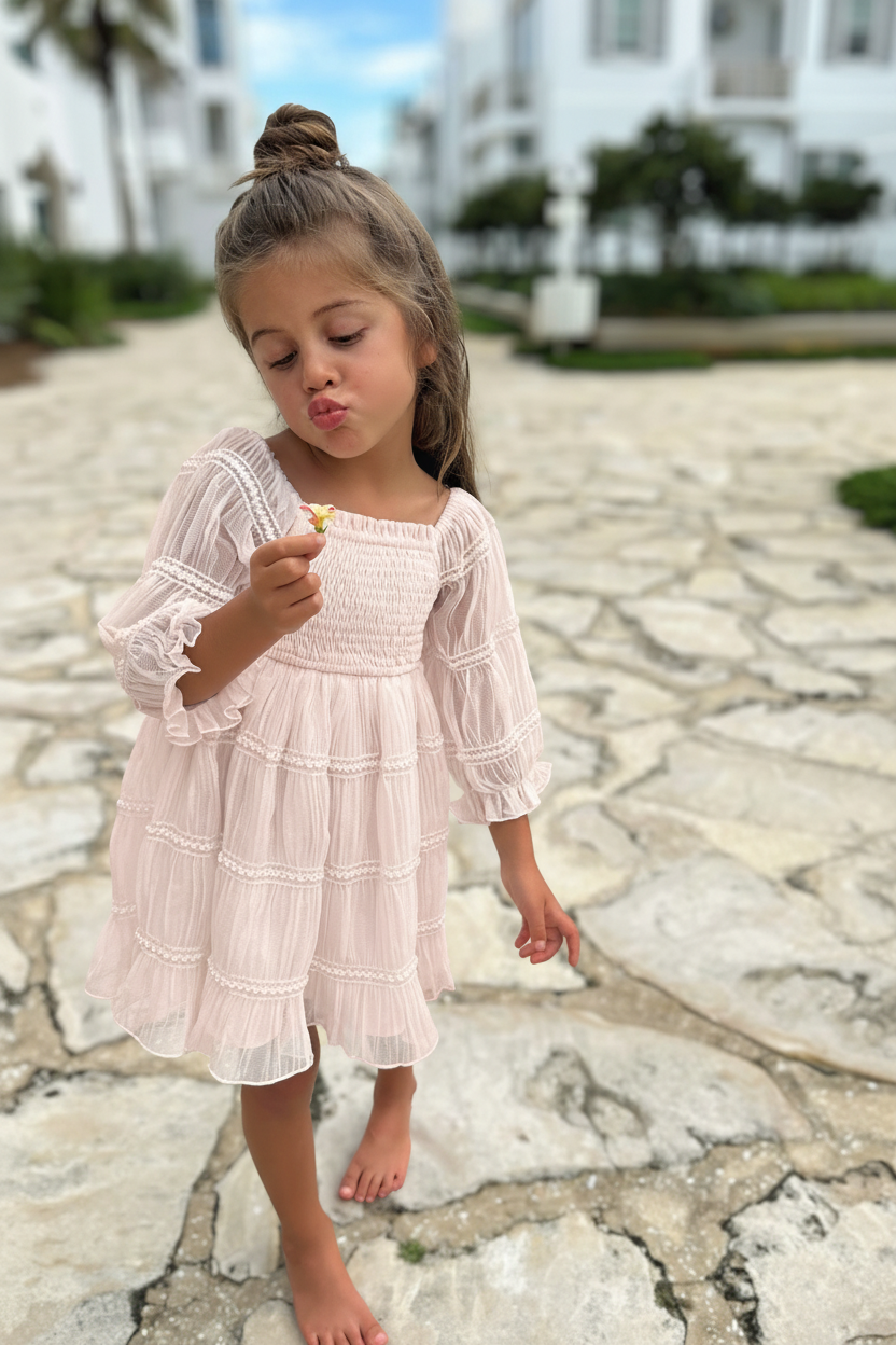 SS Girl's Dress Karina Dress (soft pink chiffon)