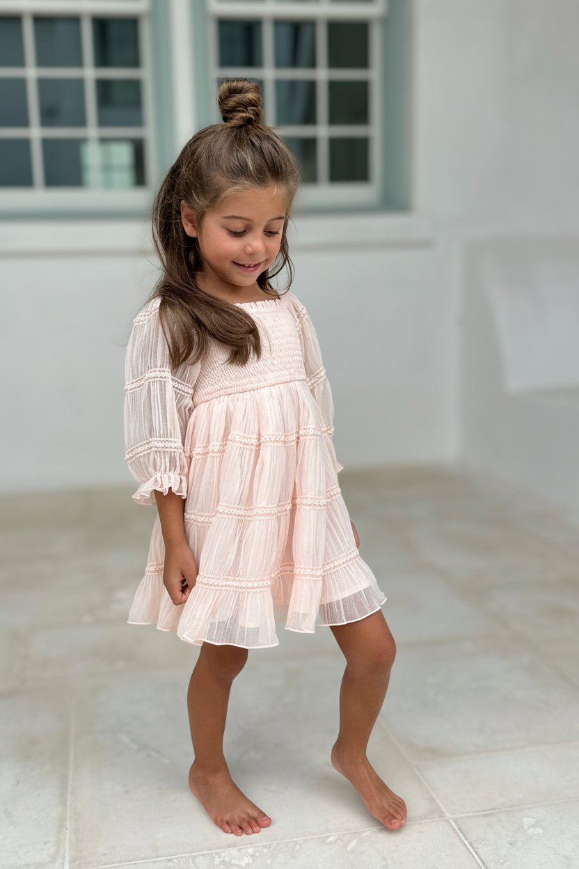 SS Girl's Dress Karina Dress (soft pink chiffon)
