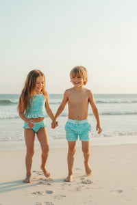 LB Boy's Swim Surf Shorts (aqua waves)