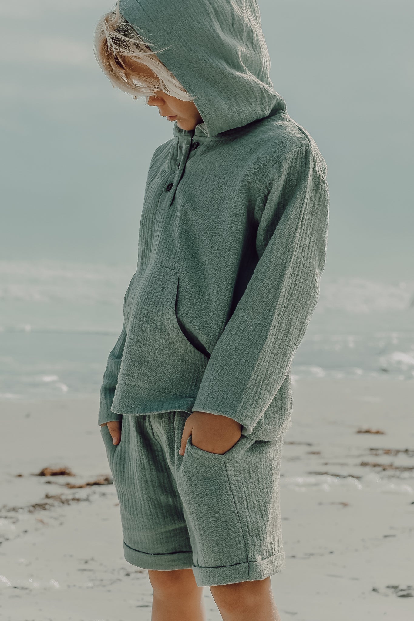 Knox Shorts (soft teal muslin) – INDIE BLUE