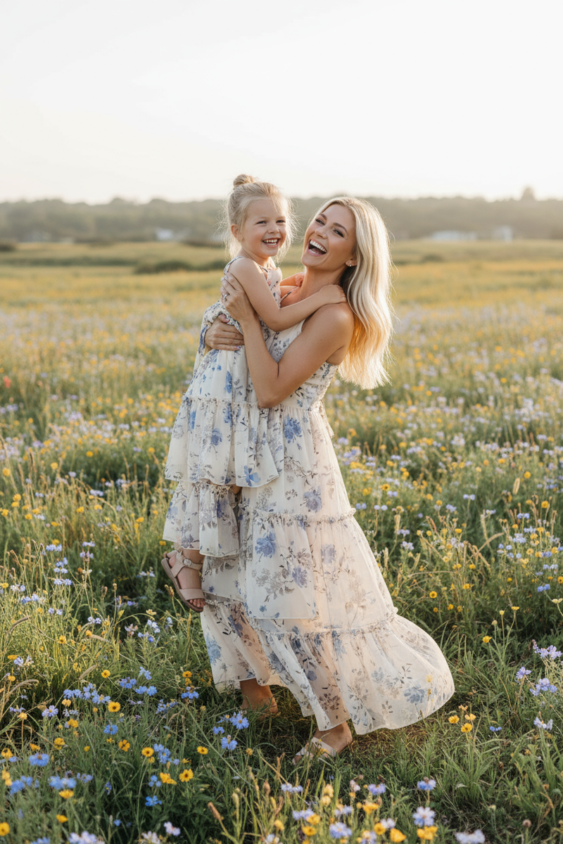 INDIE BLUE Women Women's Wendy Dress (floral blue chiffon)