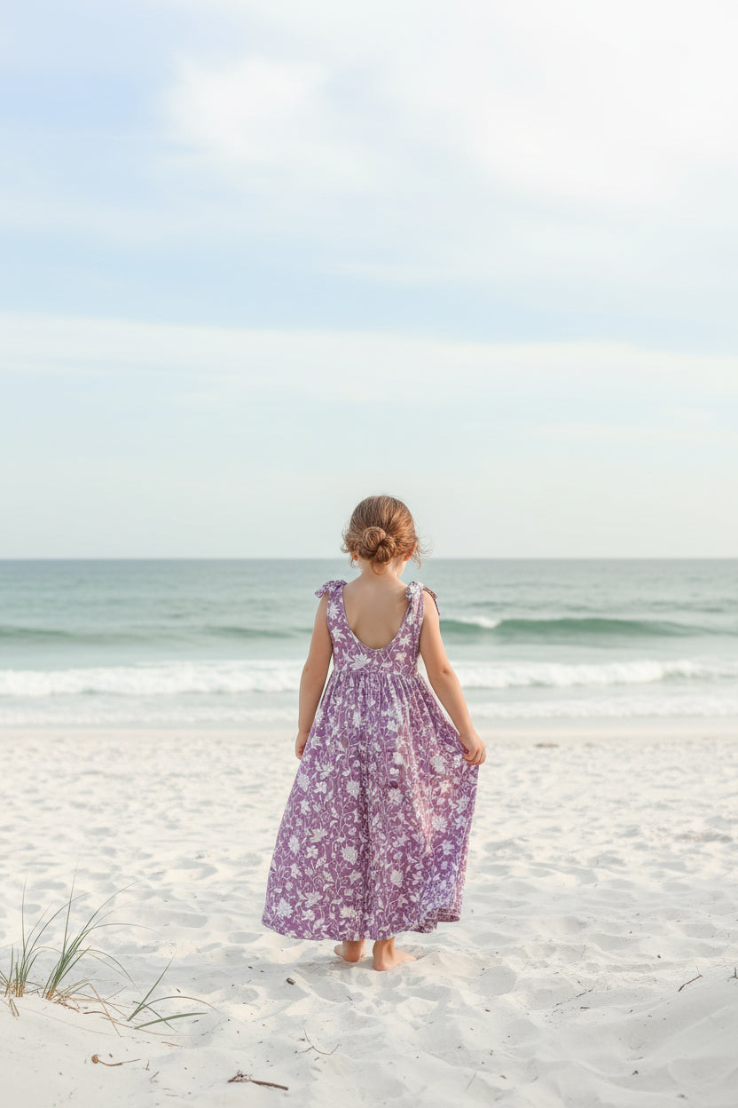 LB Girl's Dress Liza Maxi (lilac blooms)