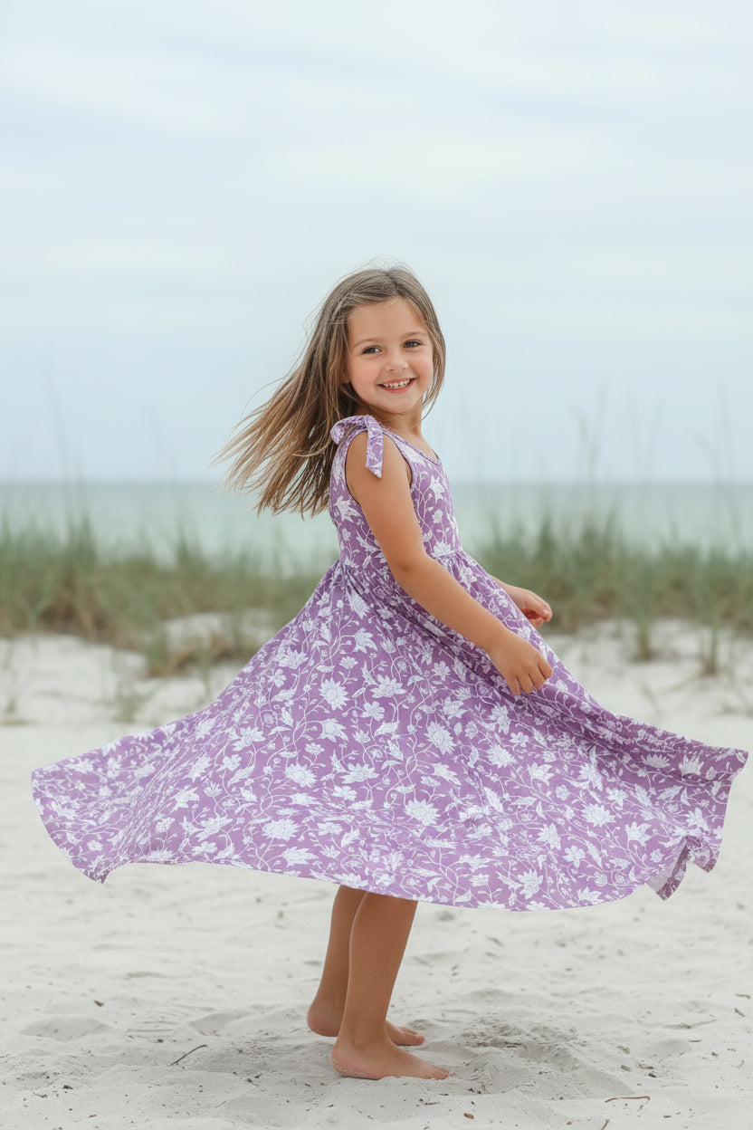 LB Girl's Dress Liza Maxi (lilac blooms)