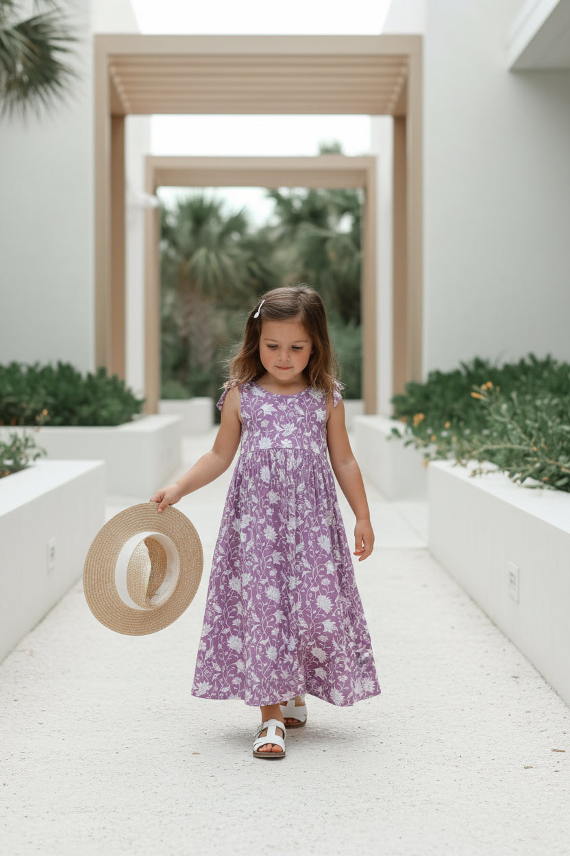 LB Girl's Dress Liza Maxi (lilac blooms)