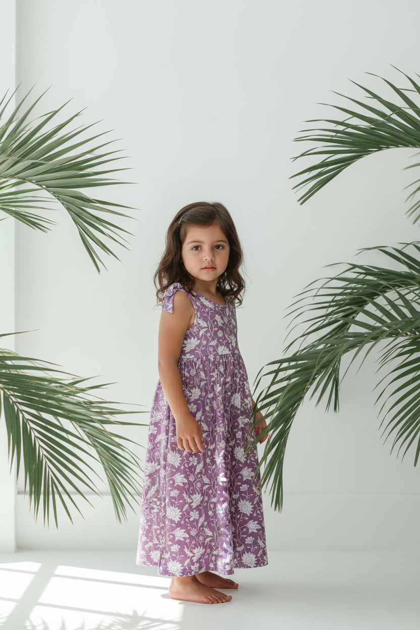 LB Girl's Dress Liza Maxi (lilac blooms)