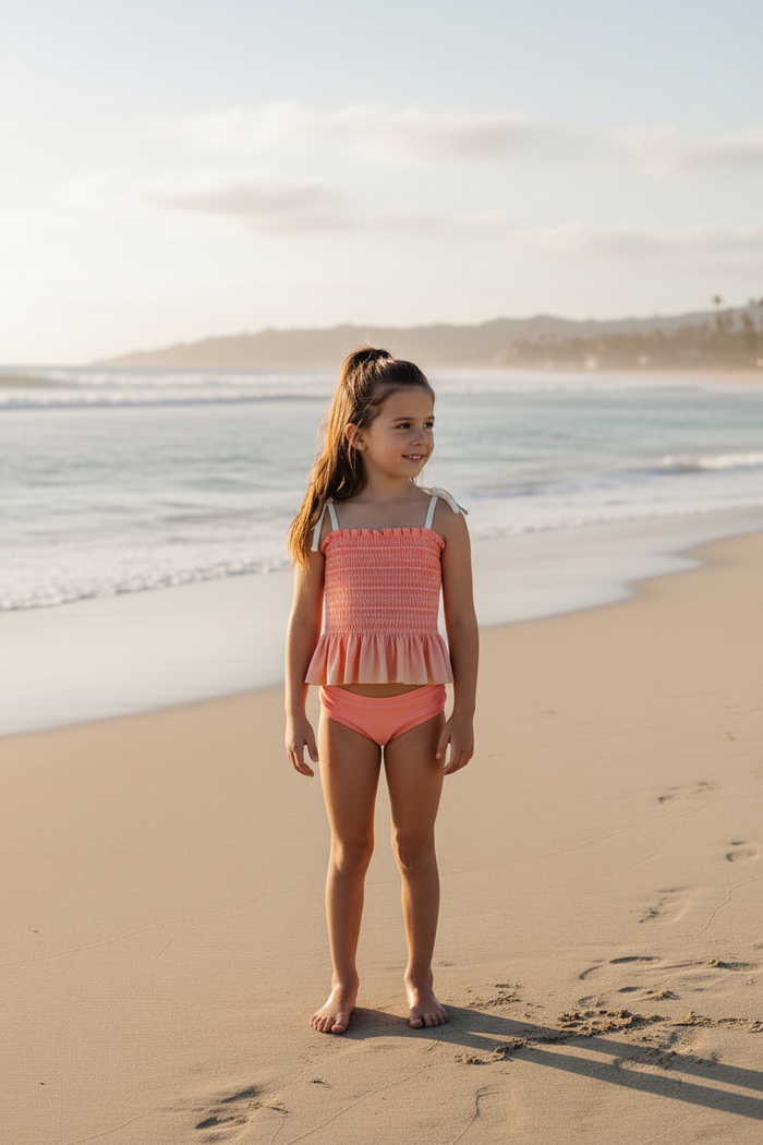 INDIE BLUE SWIM Smocked Tankini Set (sunrise ombre)