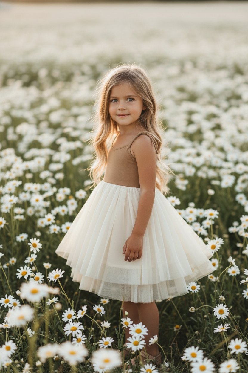 INDIE BLUE Dresses Jodi Twirl (two-tone mocha tulle)