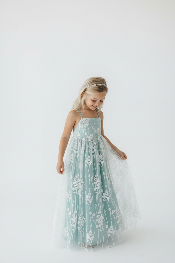 Fiona Lace Dress (coastal blue) 12-14Y Fiona Lace Dress (coastal blue) 12-14Y