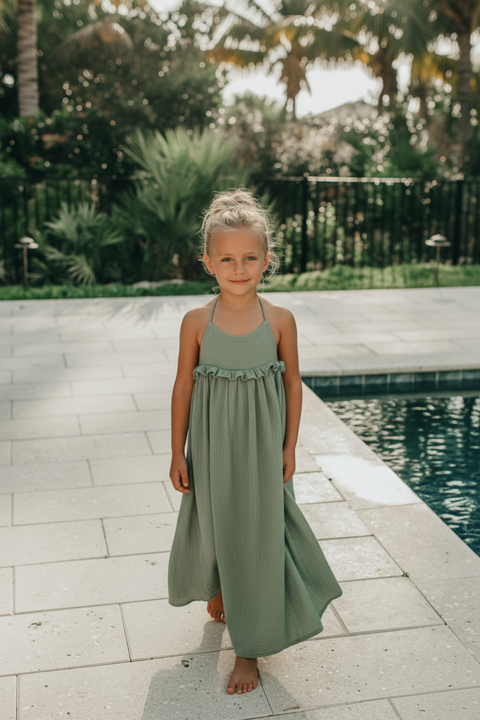 Lucie Dress (soft teal muslin) 10-12Y Lucie Dress (soft teal muslin) 10-12Y