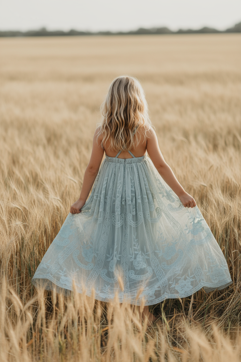 Madeline Lace Dress (airy blue) 3T