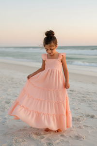 SS Girl's Dress Marabella Dress (vibrant coral muslin)