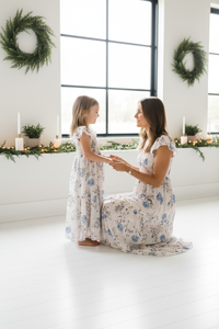 INDIE BLUE Dresses Marabella Dress (floral blue chiffon)