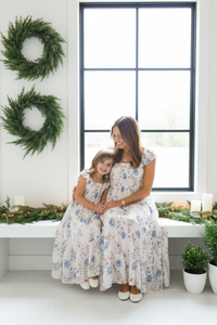 INDIE BLUE Dresses Marabella Dress (floral blue chiffon)