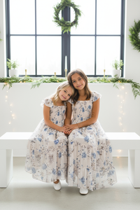 INDIE BLUE Dresses Marabella Dress (floral blue chiffon)