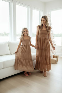 INDIE BLUE Dresses Marabella Dress (mocha swiss dot)