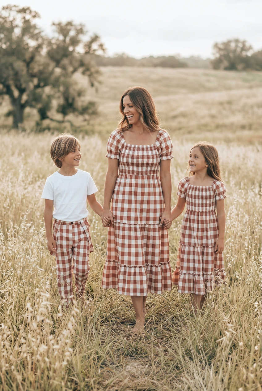 SS Girl's Dress Elle Midi (spice checkered)
