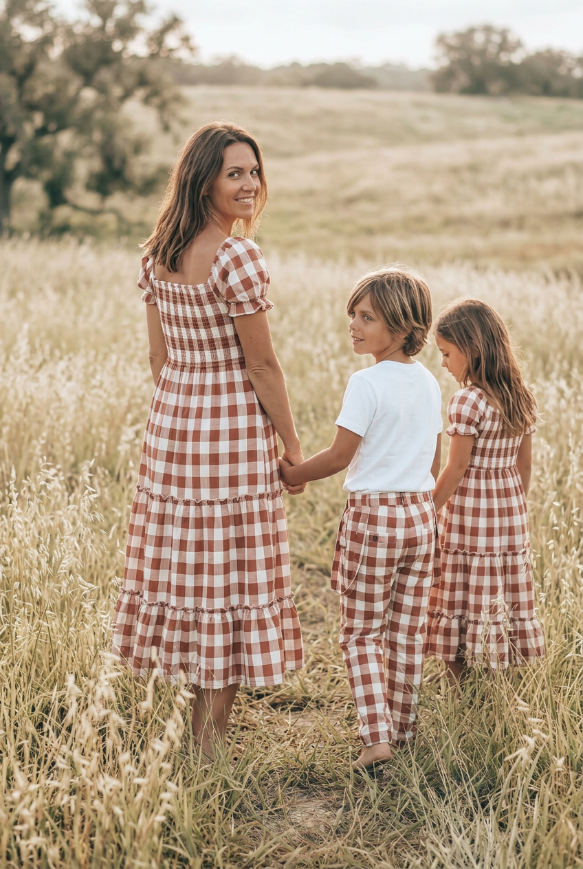SS Girl's Dress Elle Midi (spice checkered)