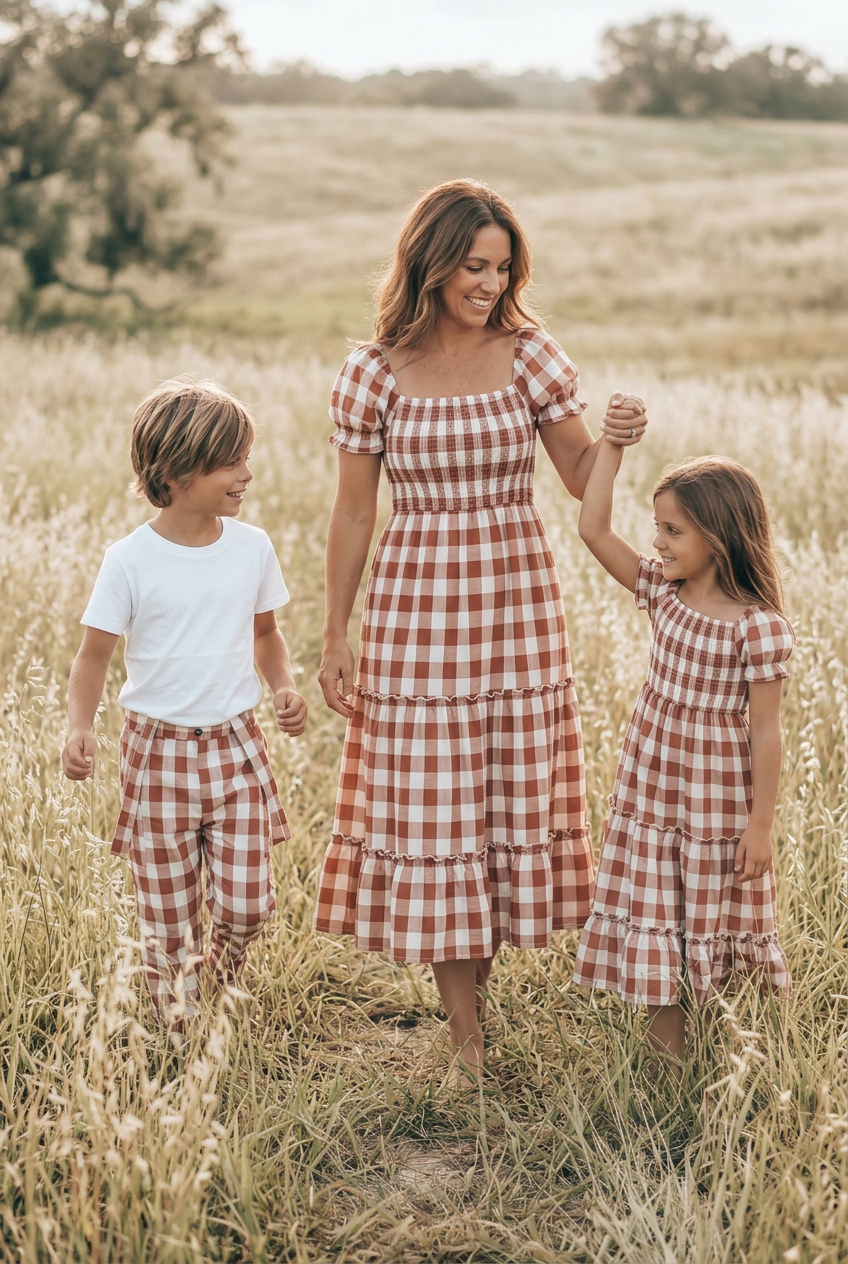 SS Girl's Dress Elle Midi (spice checkered)