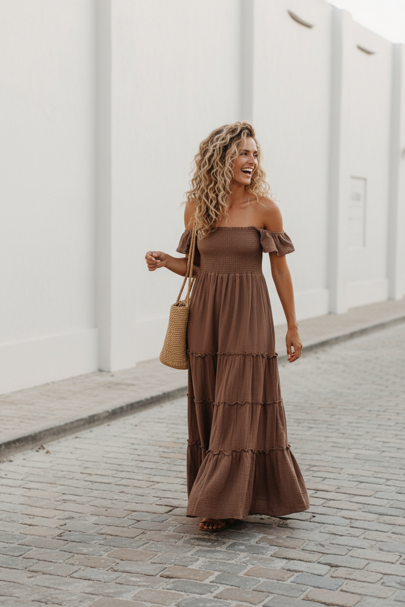 Women's Marabella Dress (mocha muslin) XS Women's Marabella Dress (mocha muslin) XS