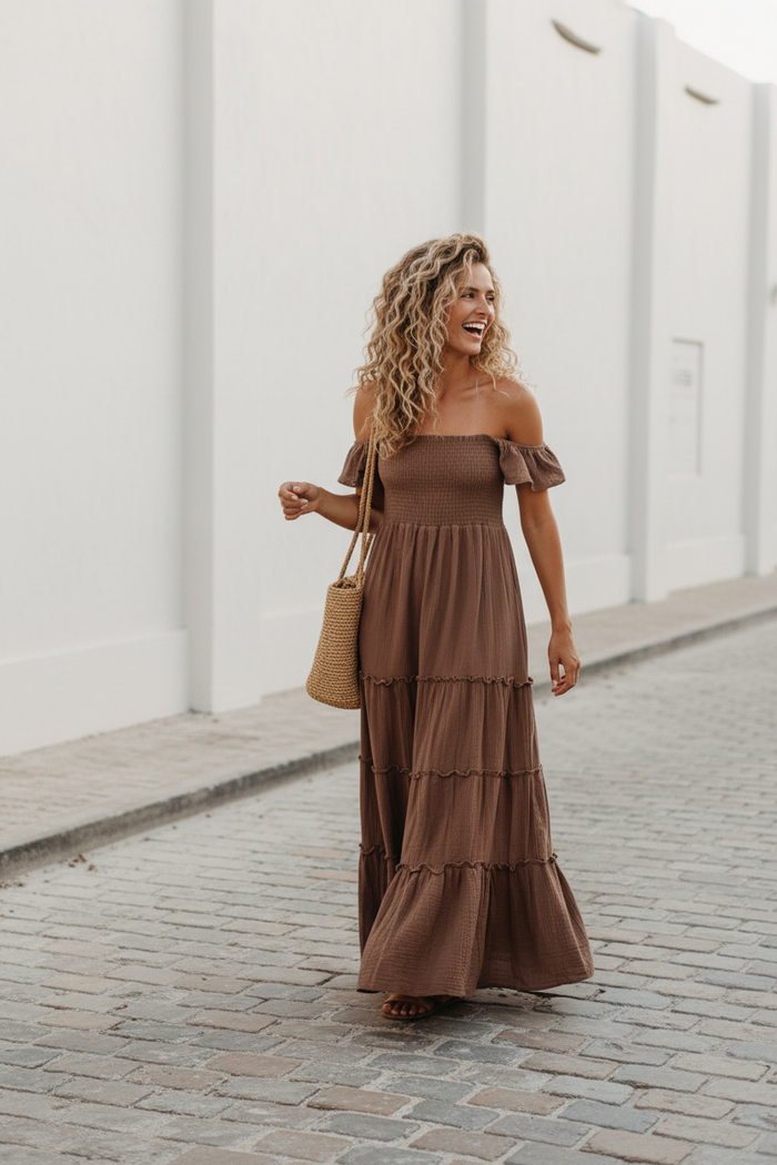 SS Women's Dress Women's Marabella Dress (mocha muslin)